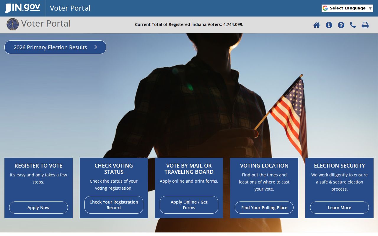 Indiana Voters portal linked from the Munster residents directory