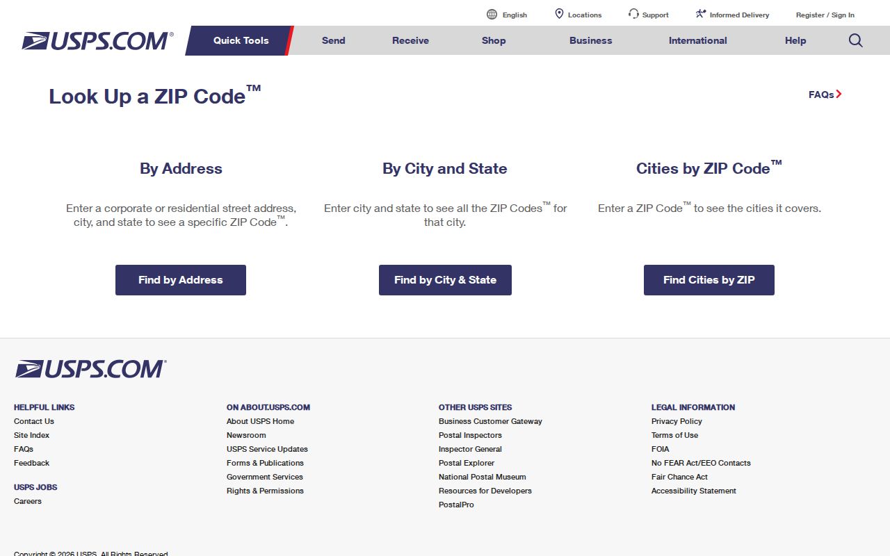 USPS ZIP Code Lookup used to verify a Munster mailing address and ZIP+4